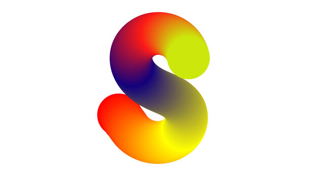 Abstract colorful gradient tube letter s abstract graphic design element.