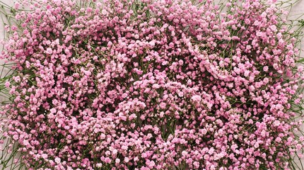 Obraz premium Pink Flower Cluster with Green Stems, Dense Blossoms, Vibrant Natural Texture, and Delicate Botanical Beauty, 32K Revolutions