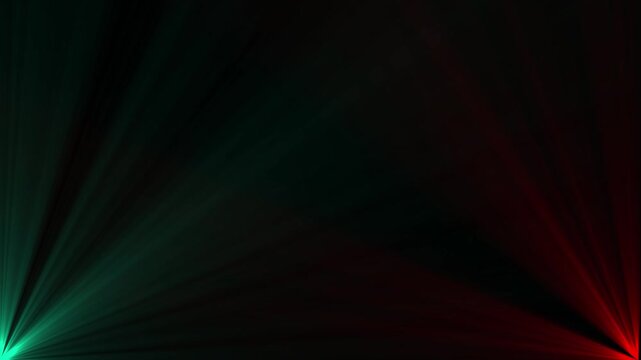 Dual light beams in red and teal colors shining from opposite bottom corners into a dark black void creating a symmetrical atmospheric effect