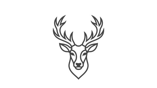 Minimalist Deer Head Line Art with Antlers