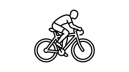 Fototapeta premium Dynamic Black and White Line Drawing of a Person Riding a Road Bike in Motion with high quality professional line art symbols for modern creative design and digital branding projects
