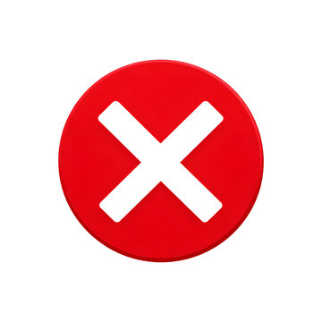 Red Cross Error Icon a Glossy Cartoon Style Render Symbol for Modern Digital Ui Design Colorful
