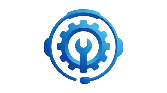 Blue gear icon with lightbulb symbolizing innovation. Creative business concept for ideas, technology, and problem-solving solutions.