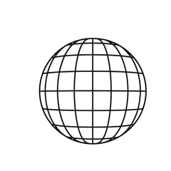 Obraz premium Black and white globe with grid lines