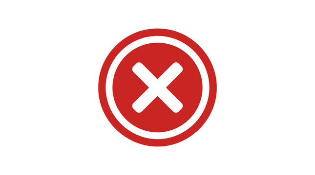Red circle with white cross icon, symbol of negation, error, incorrect, cancel