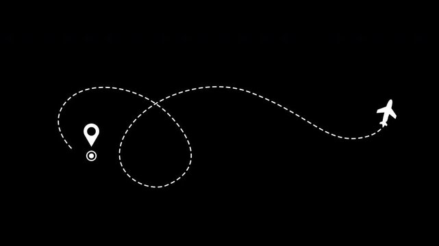 Two location point airplane travel path location pin symbol ideal for travel and navigationrelated designs. Suitable for maps, travel apps, websites, and presentations.