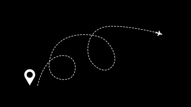 Two location point. Ideal for aviationrelated designs. Gps plane navigation map icon symbol. Flight path concept for travel, transportation, and location visuals.