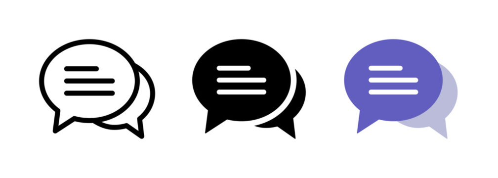 Message icon. Speech bubble sign, chat conversation and text messaging symbol for app, UI and website. Vector and transparent PNG