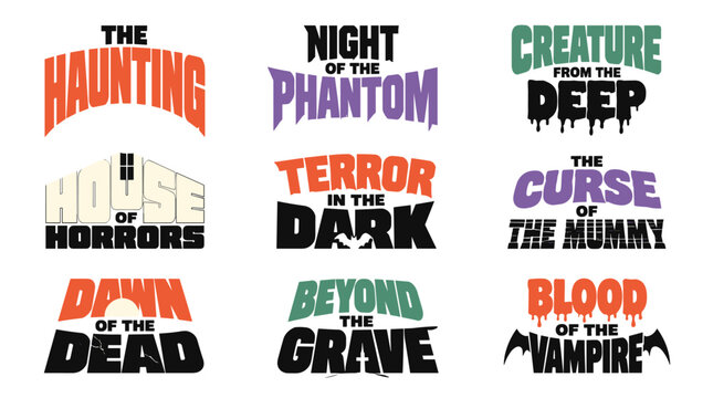 Horror Movie Poster Titles Collage Collection.