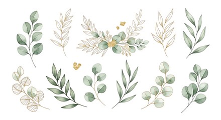 Fototapeta premium Delicate white floral arrangement with green leaves.