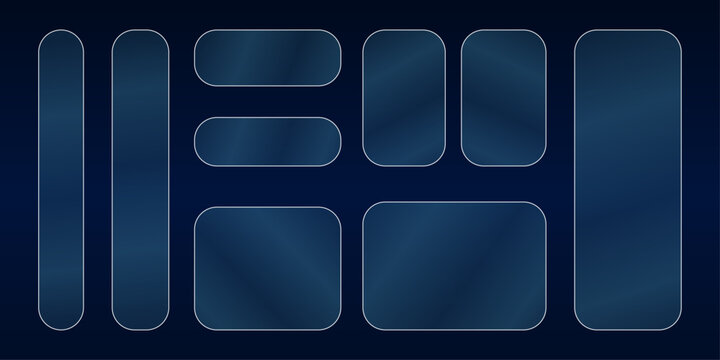Abstract dark blue app icon set mockup with gradient overlays on a deep navy background