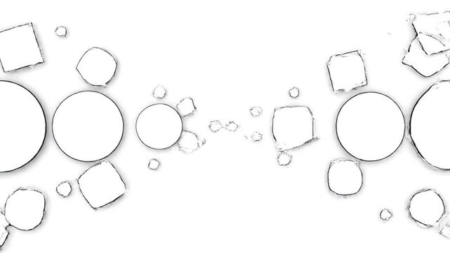 Minimalist hand drawn geometric shapes on a white background