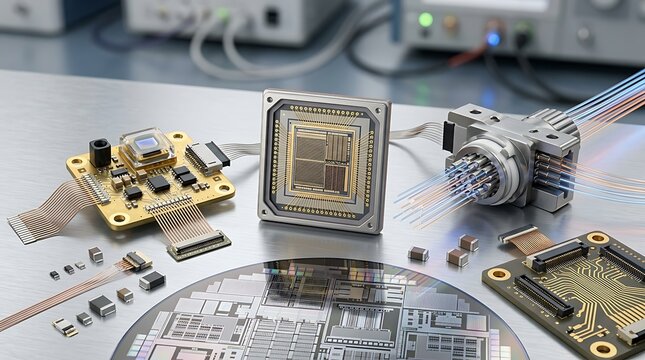 Advanced semiconductor components and microchip manufacturing hardware.