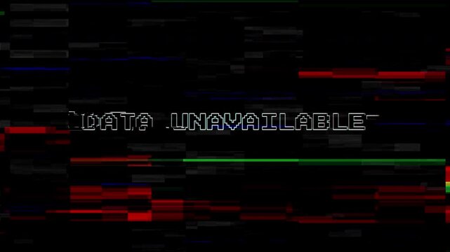 Data unavailable text with red, green, blue lines displaying text message data unavailable. Suitable for technology, communication, error concept designs.
