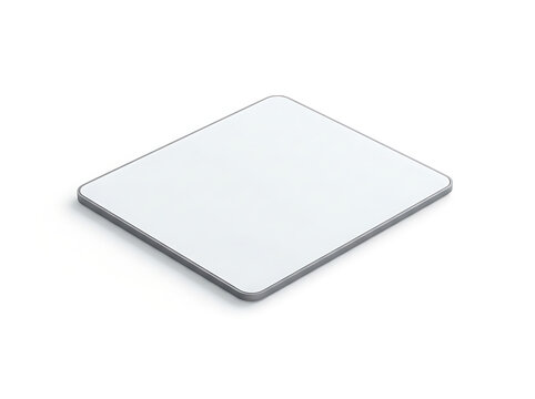 Blank white mouse pad on white background. Empty computer mat for custom design branding.