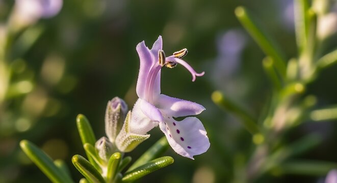 Pink orchid flower blooming in sunlight.