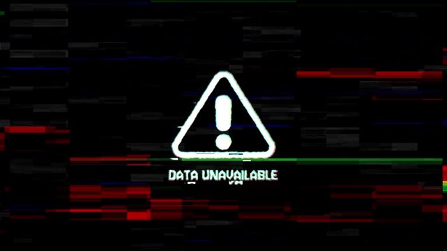 Data unavailable text with warning symbol and white text on dark background, perfect for conveying technical difficulties or system errors.