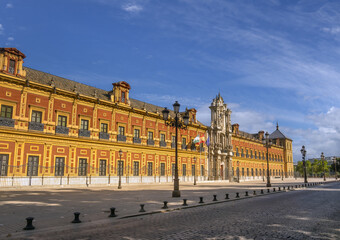 Obraz premium Majestic historic buildings of the University of Seville (Sevilla), Andalusia (Andalucia), Spain