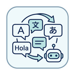 AI Powered Language Translation Bot with Multilingual Speech Bubbles © core desain