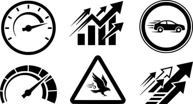 Speedometer icon, Speed indicator sign, Performance concept, Speedometer set, Fast speed sign, Flat simple icon, illustration eps 10.
