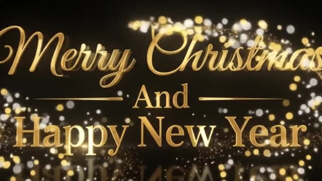 Merry christmas gold script text animation
