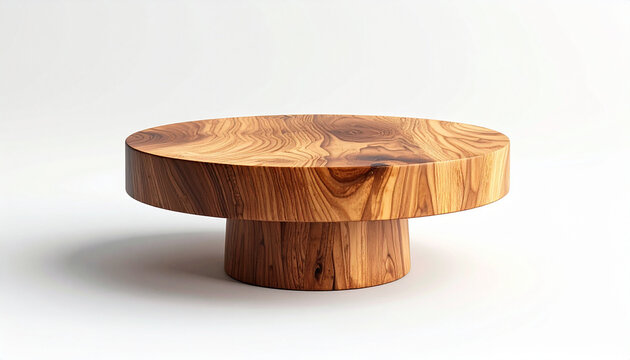 Wooden Coffee Table with Round Top and Base