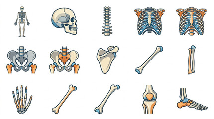 Collection of Human Skeletal Anatomy Illustrations. © Cel