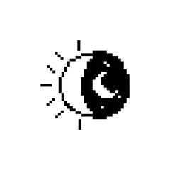 Fototapeta premium Day night eclipse pixel art