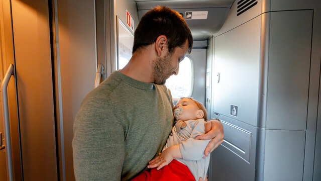 Baby sleeping peacefully on a Kyoto to Tokyo bullet train
