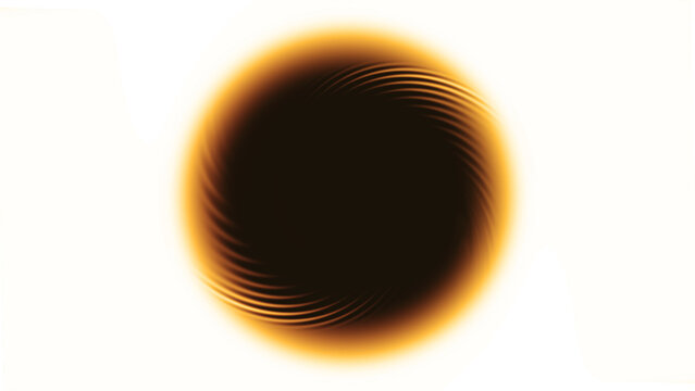 Illustrazione con figura circolare scura che ricorda un vortice circondata da un alone di luce