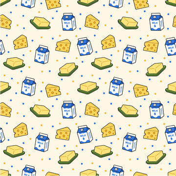 milk butter cheese repeating pattern design