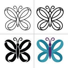 Fototapeta premium Butterfly made of ribbon illustration set with outline, thick line, glyph and flat design style.
