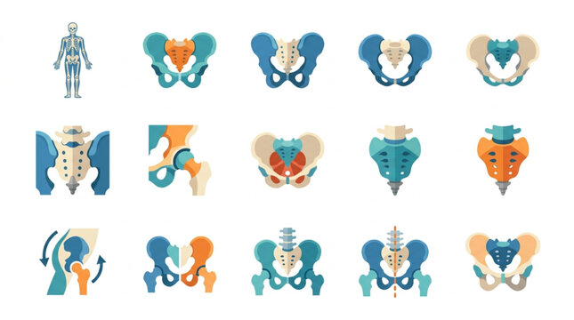 Anatomical Illustrations of the Human Pelvis and Skeleton.