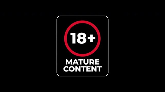 18+ Not allowed sign rectangular black sign for mature content. Suitable for marking explicit content in design projects.