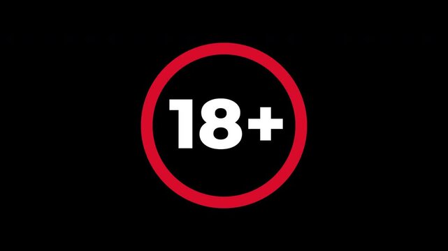 18+ Not allowed sign symbol graphic for adult content warning. Suitable for agerestricted websites, products, and materials.