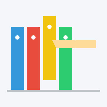 Hand inserting folder into color-coded filing system. Organized office storage with labeled dividers for efficient document archiving.