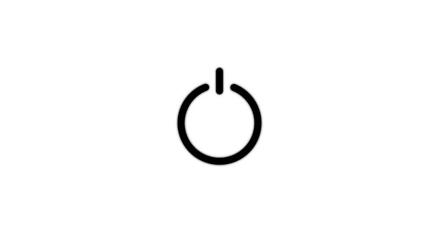 Power button animation glows with white electrical outlines. Modern power button animation toggles technology status. Clean power button animation defines system interface clips.