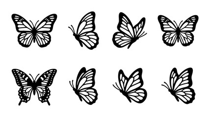 Elegant Butterfly Silhouettes, Delicate Insect Vector Icons, Nature's Beauty Graphics, Springtime Winged Art © Galib