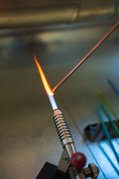 Glassblowing by a skilled artisan in Lofoten winter