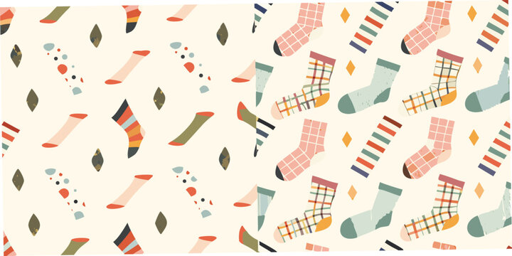 Socks pattern a colorful seamless vector illustration with varied designs
