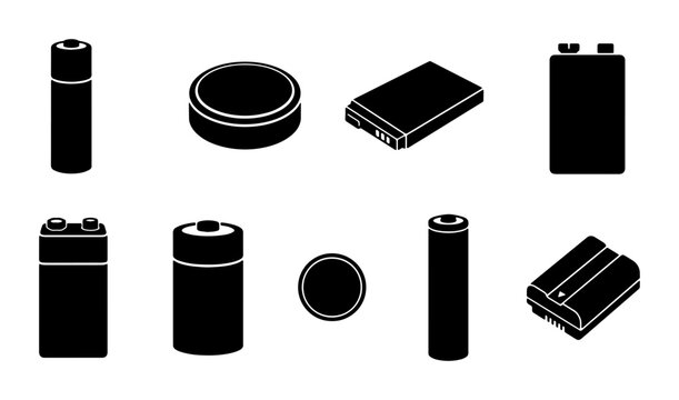 Diverse Battery Collection, Energy Power Icons, Rechargeable Power Sources, Vector Set
