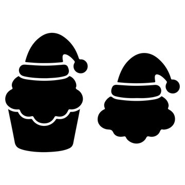 vector illustration of a santa hat cack  silhouette