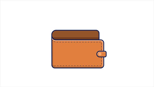 Growing wallet with money, coins, and cards concept animation