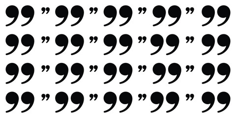 Quote mark speech icon set, punctuation marks for dialogue, quotation symbols, inverted commas, typography communication signs, editable vector illustration ©   