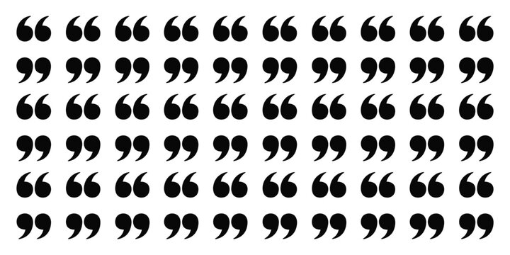 Quote mark speech icon set, punctuation marks for dialogue, quotation symbols, inverted commas, typography communication signs, editable vector illustration