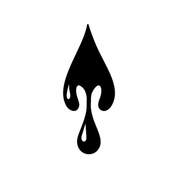 Black falling liquid drop icon - A sleek black liquid drop falling downward with a smooth, dynamic shape for modern designs and icons.