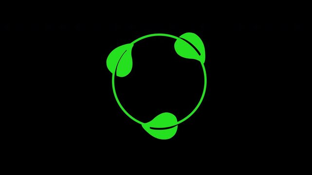 Recycle logo rotating with leaves is ideal for environmentally conscious businesses branding and sustainable initiatives promoting ecological practices.