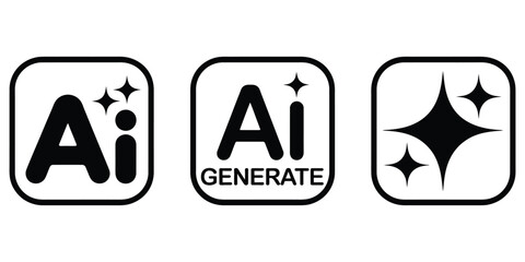 AI generate icons with magic wand and sparkling effects representing modern artificial intelligence for creative innovation and smart digital design ©  