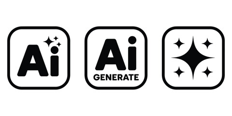 AI generate icons with magic wand and sparkling effects representing modern artificial intelligence for creative innovation and smart digital design ©  