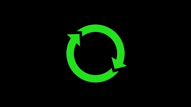 Recycle logo rotating arrows symbol reload icon for websites, apps, presentations. Dynamic design for digital interfaces needing a refresh button.